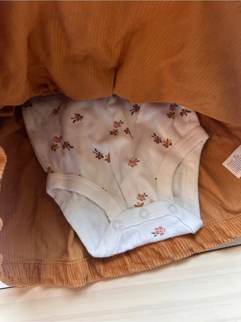 Carter’s 2pc Fall Floral Onesie Mustard Yellow Corduroy Jumper Dress Set 12m